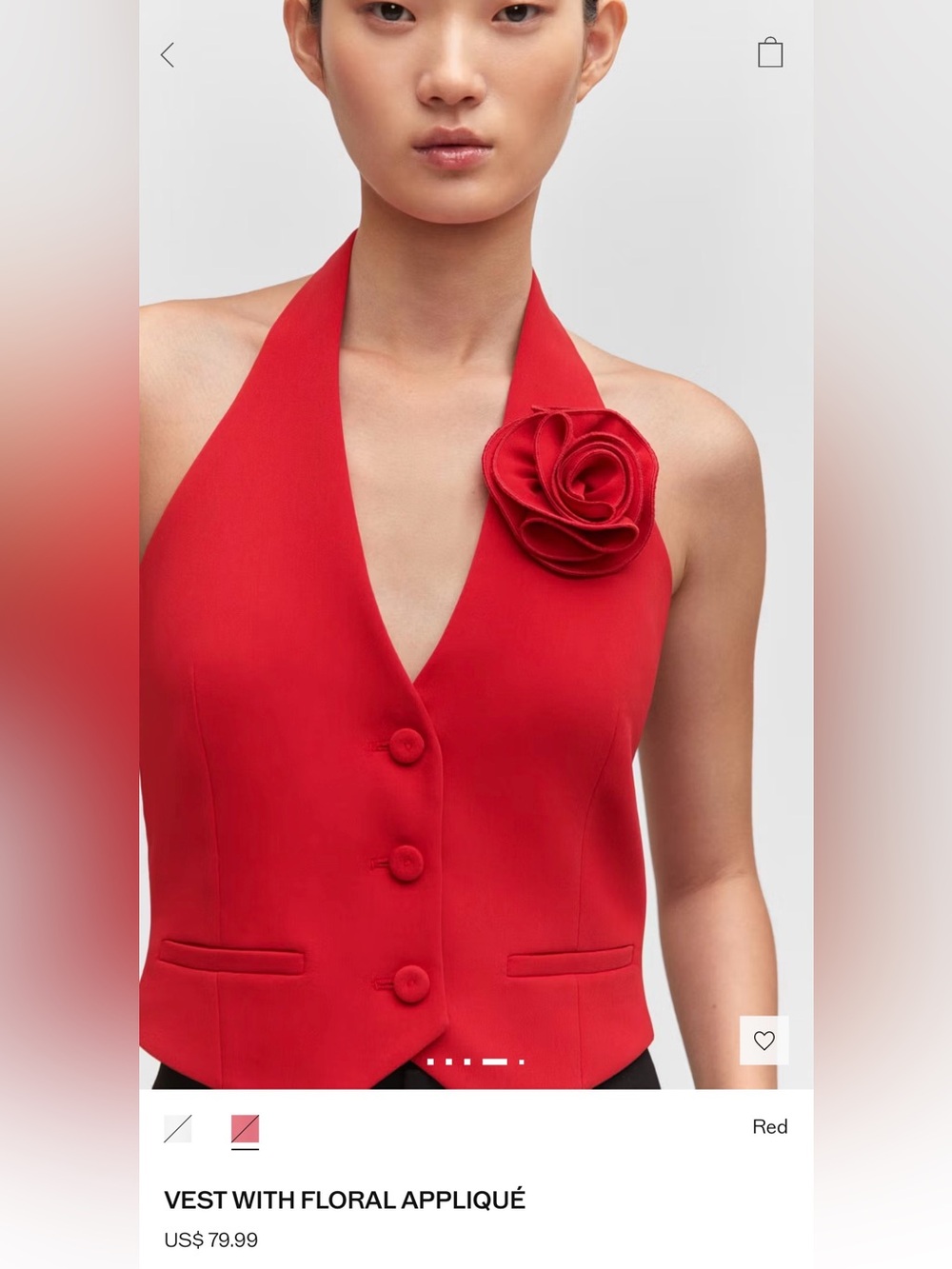 Mango Vibrant Red Dress Top with Clean Lines